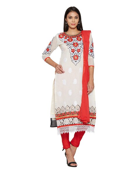 Embellished Unstitched Dress Material Price in India