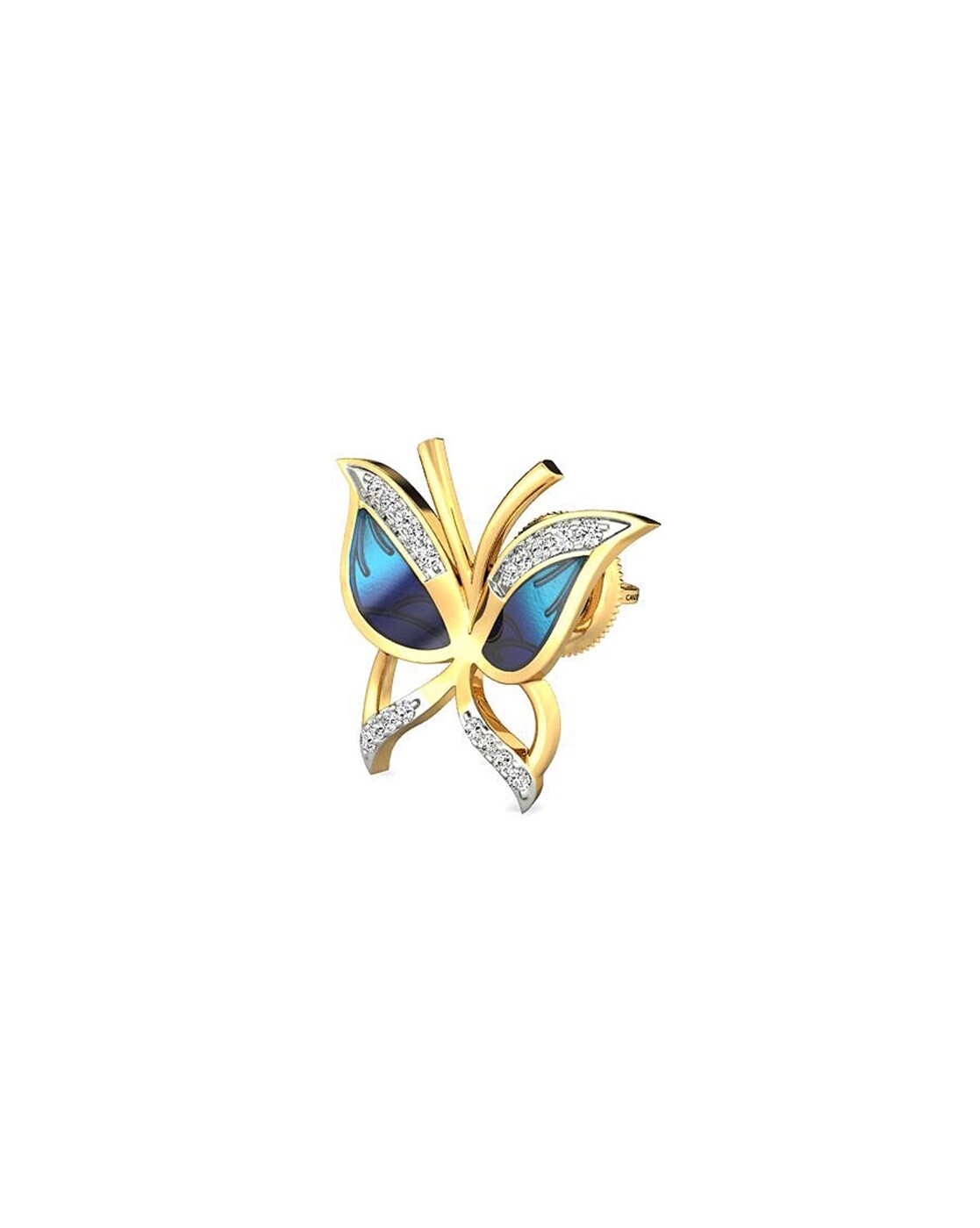 10Ct Diamond & Green Enamel 14Kt Yellow Gold 3D Butterfly Love Stud Earrings  – milanojewelersny.com