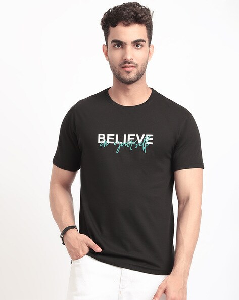Buy Believe Black T-shirt for Men Online in India -Beyoung