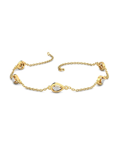 Candere By Kalyan Jewellers Yellow Gold SIIJ Diamond Starlet Bracelet For Women (Yellow Gold, 5.5)