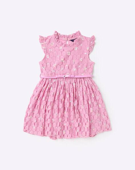 Printed Lace Flared Dress with Ruffles