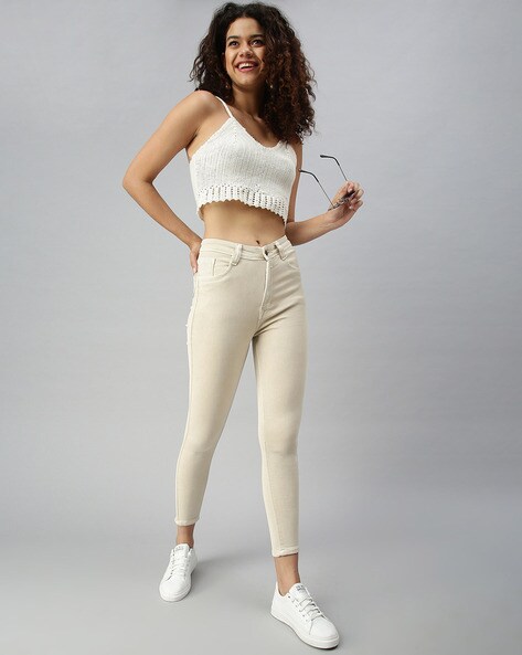 Buy Cream Leggings for Women by SHOWOFF Online