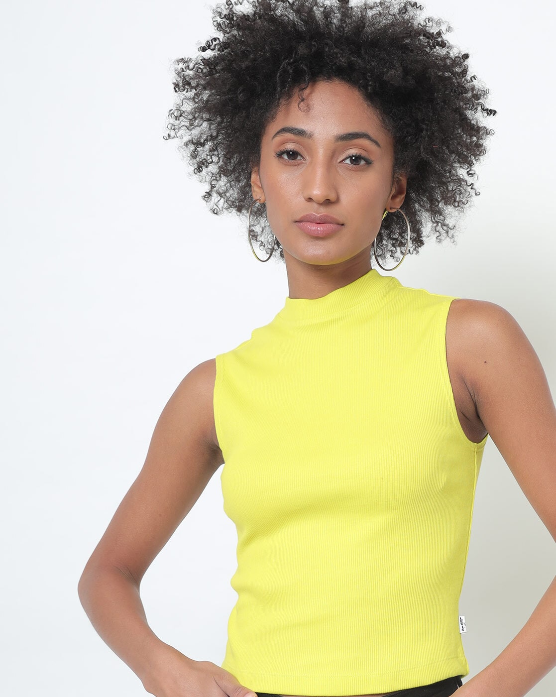 Neon yellow high neck 2024 top