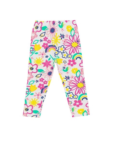 Assorted Floral Print Ribbed Leggings 5 Pack, Baby