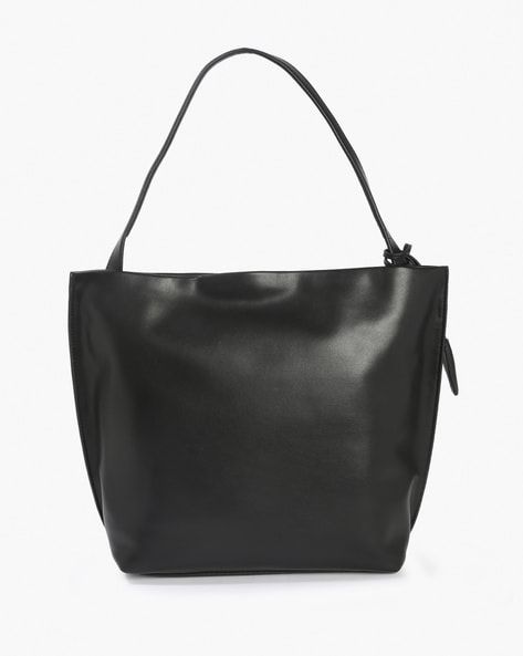 black zip handbag