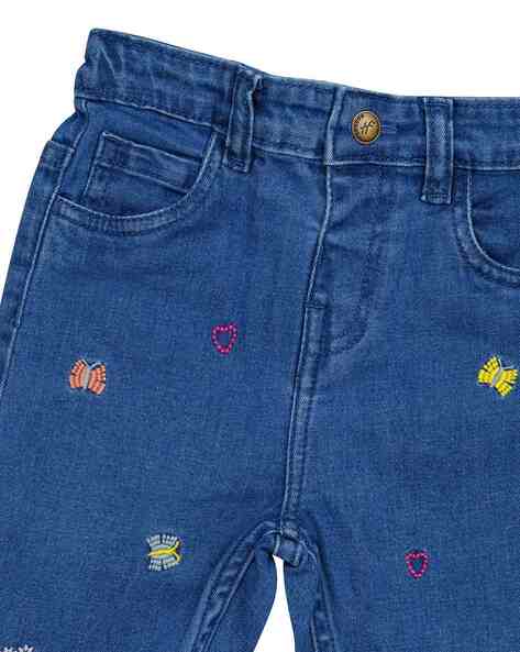 H by Hamleys Girls Embroidered Blue Jogger Jeans, Blue