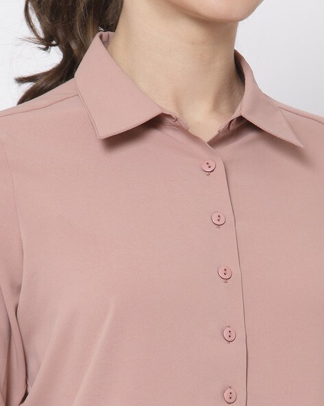 Peach polo button outlet down