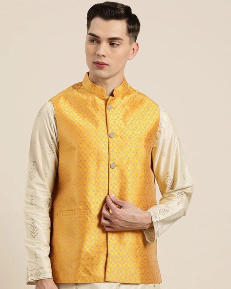 SAVE ₹1587 on SG LEMAN Men Yellow Nehru Jacket | Best Offer in India