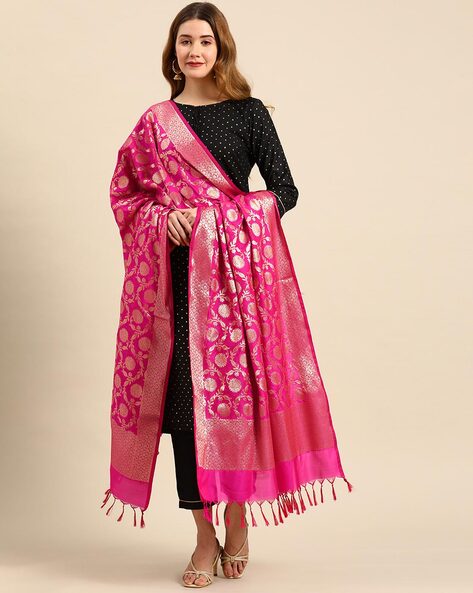 Banarasi Semi Kataan Silk Zari Jaal Dupatta Price in India