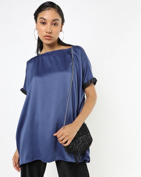 Encrustd Boat-Neck Loose Fit Top