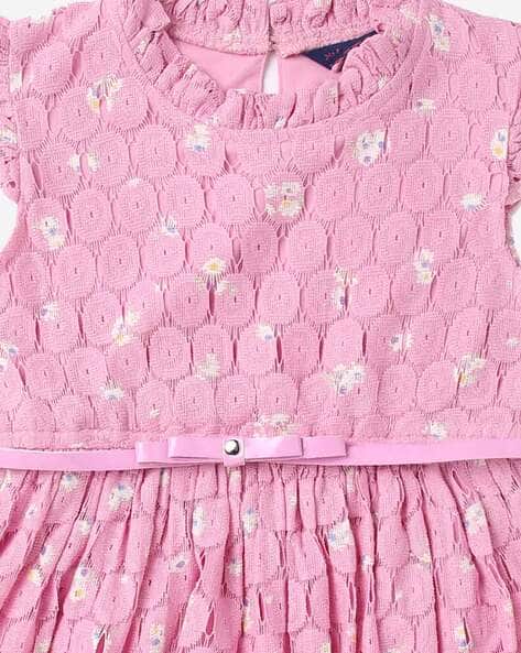 Printed Lace Flared Dress with Ruffles view 3