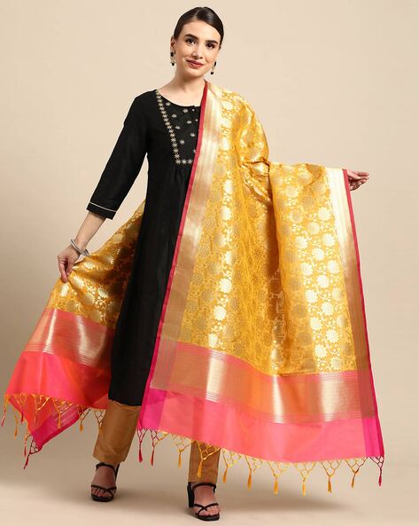 Banarasi Semi Kataan Silk Zari Jaal Dupatta Price in India