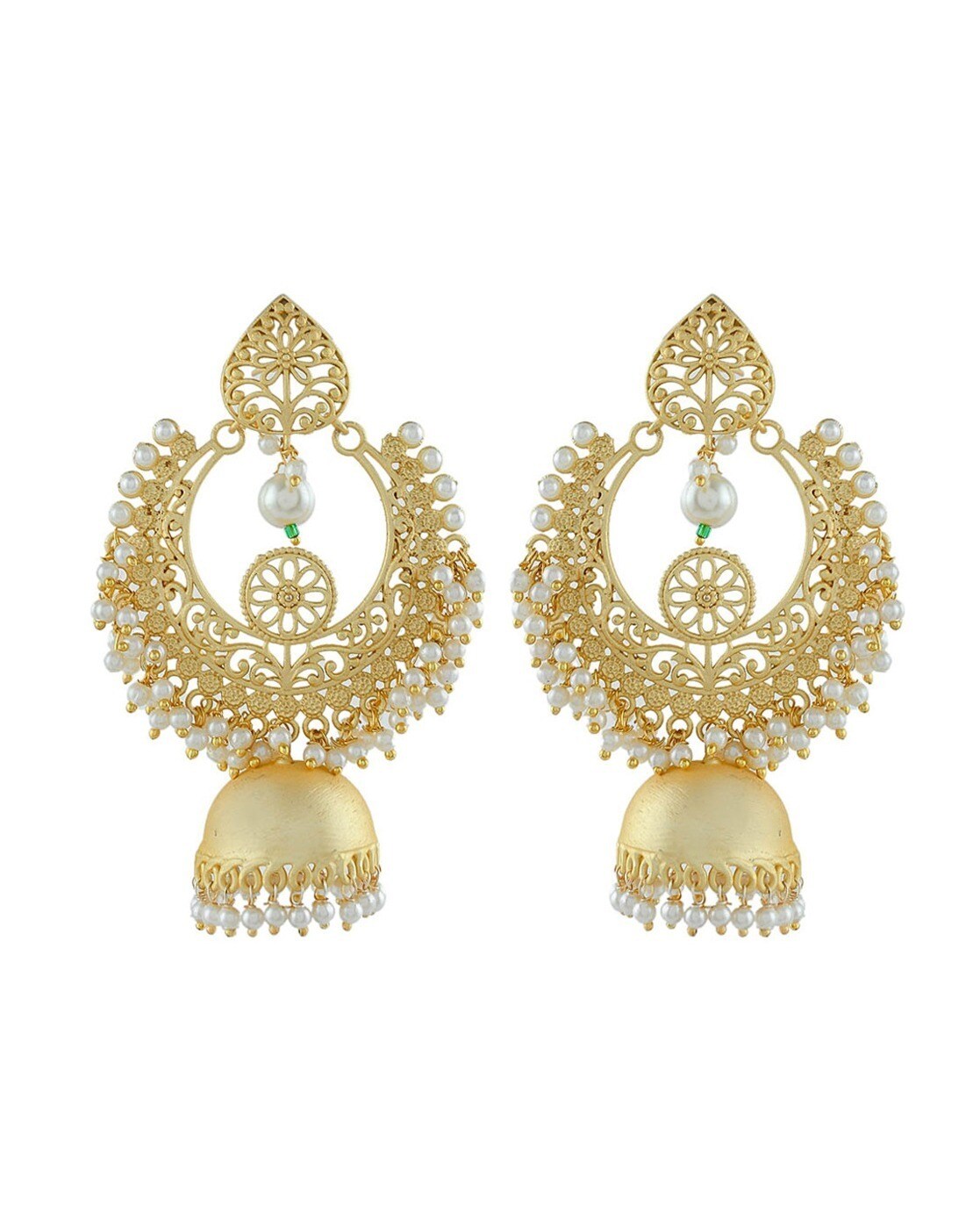 Simran Rose Gold Chandbali Cubic Zirconia Earrings – AryaFashions