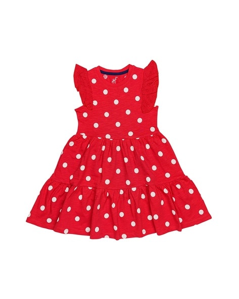 Girls red best sale spotty dress