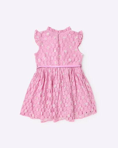 Printed Lace Flared Dress with Ruffles view 2
