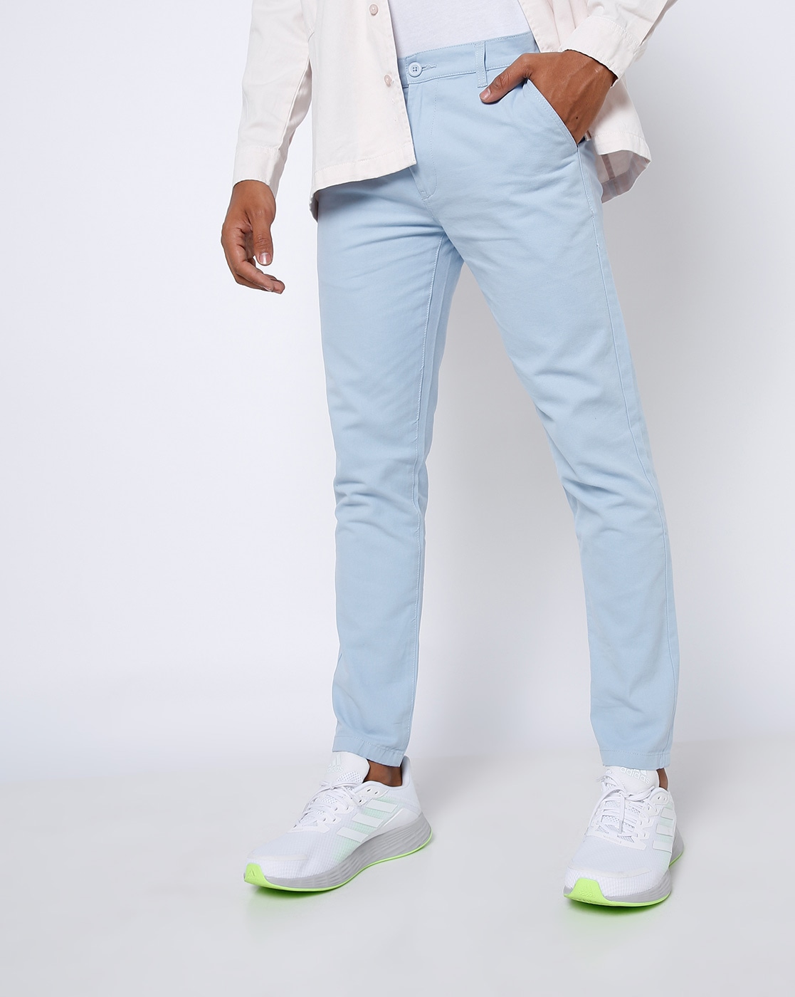 MEYER419-1-5018-BONN-15 Men's Meyer Chino Trousers plain sky blue 97%  cotton 3% elastan