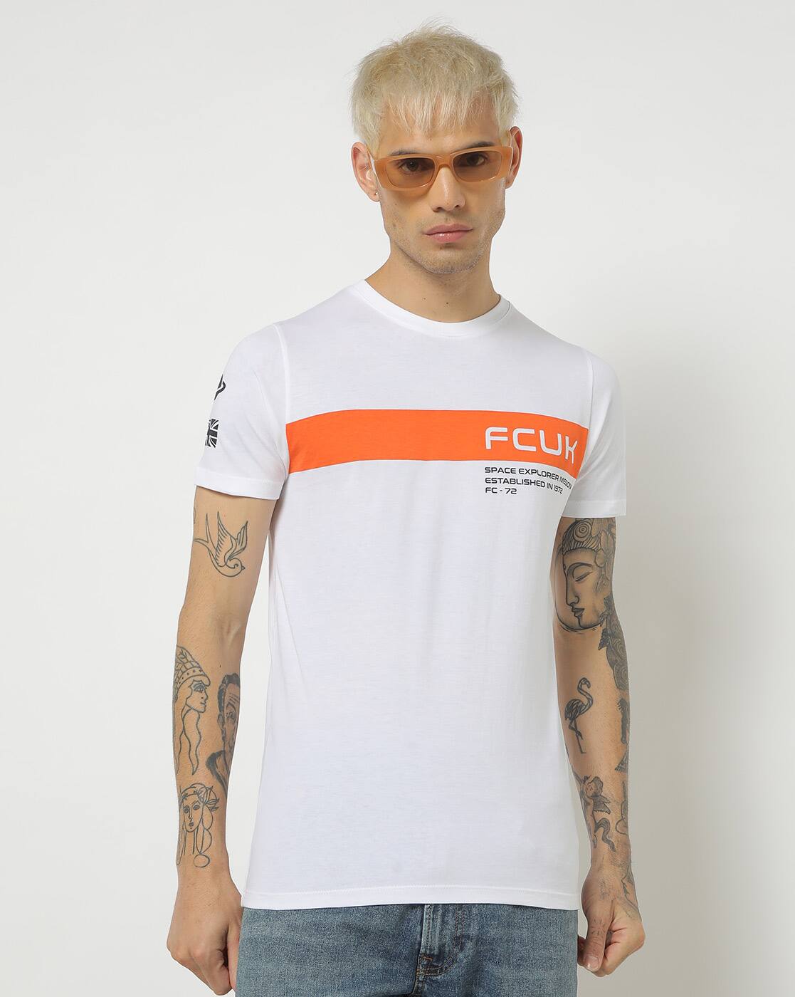 Buy White Tshirts for Men by French 