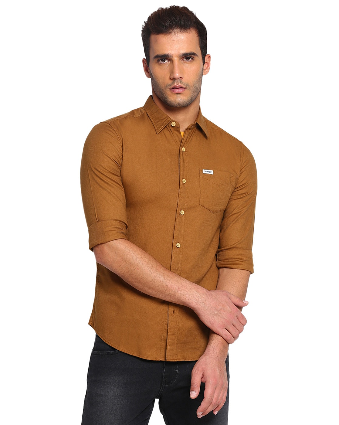 wrangler brown shirt