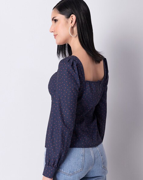 Buy Navy Blue Tops for Women by FABALLEY Online