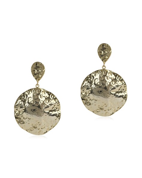 Diamond Shaped Top Beaten Gold Earrings – PalsaniJewels.com