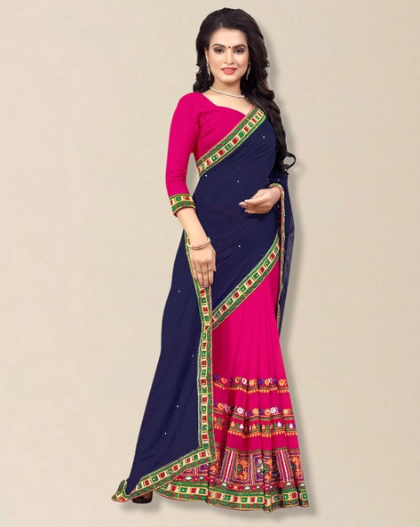 Excellently gorgeous Deep Blue and Hot Pink combination pure Katan Banarasi  saree of pure Banaras origin… | Silk saree banarasi, Blue silk saree, Silk  sarees online