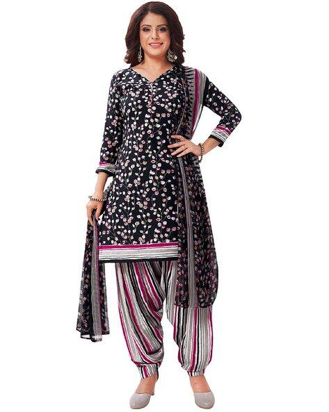 black and pink dress material