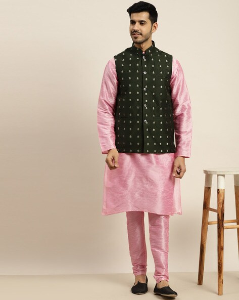 Ajay Arvindbhai Khatri Men's Velvet Fabric Regular Nehru Jacket Pink C –  AjayArvindbhaiKhatri