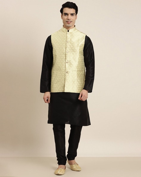 Designer Fashions Men's Kurta Pajama in Navy Blue With Nehru Jacket  MKPA03507