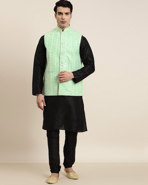 Buy Green Art Silk Embroidered Geometric And Sequin Jacket & Kurta Set For  Men by Khwaab by Sanjana Lakhani Online at Aza Fashions.