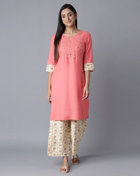 Buy Peach Kurta Suit Sets for Women by AURELIA Online