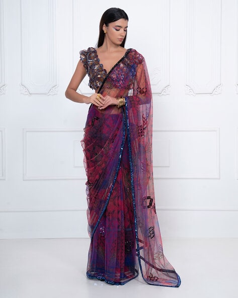 SHEHNAAZ GILL INSPIRED SEQUINS WORK SAREE ON FANCY RANGOLY WITH HEAVY –  www.soosi.co.in