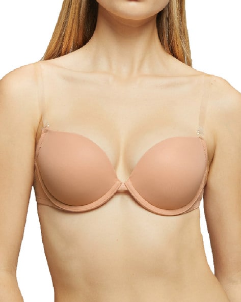 Buy Yamamay Push-Up Bra with Transparent Strap, Black Color Women