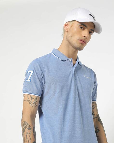 Teamspirit Regular Fit Brand Print Polo T-Shirt (Blue)