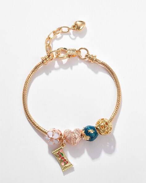Gold & Multicolor Sweet Monogram Charm Bracelet