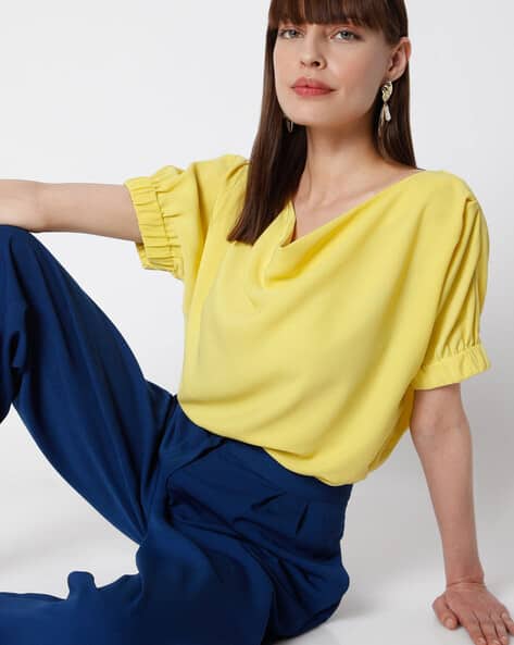 yellow cowl neck top