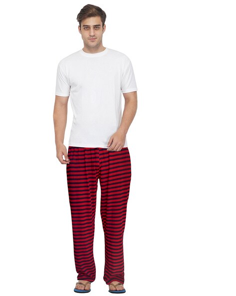 Red and white striped pajamas hot sale