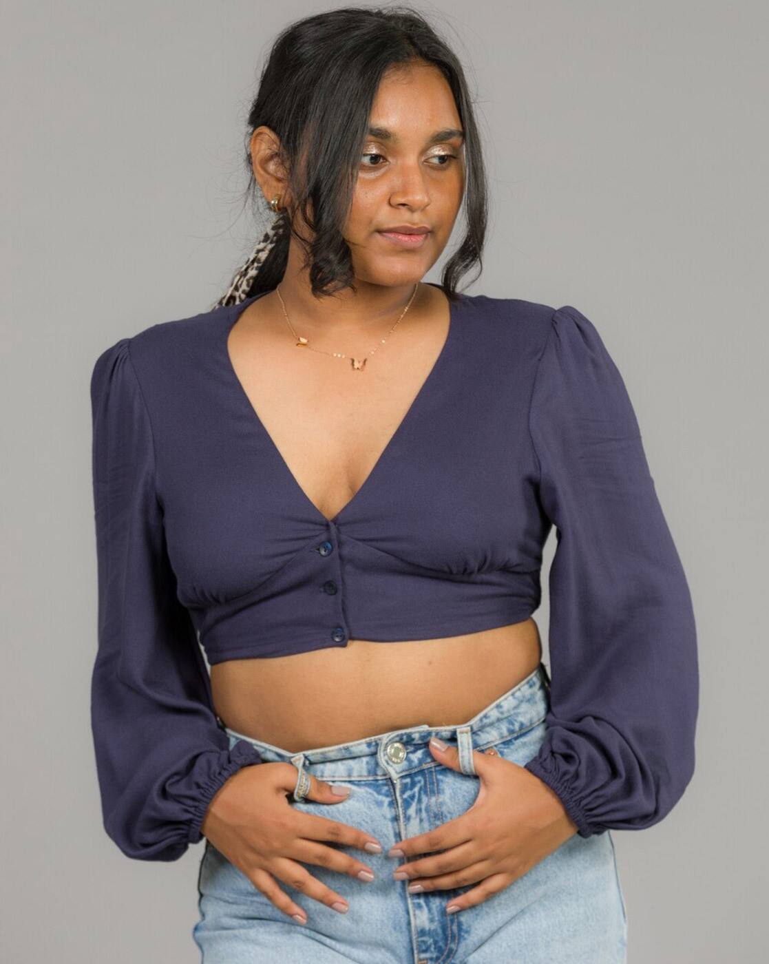 Buy Navy Blue Tops for Women by CHERI 