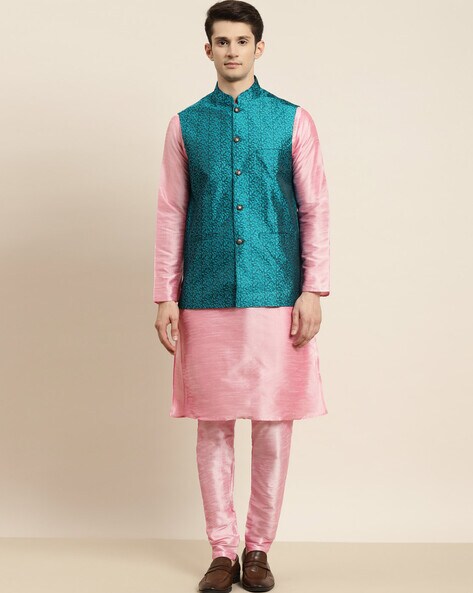 Neeraj - Rose Gold Long Jacket With Kurta And Pant – Anuthi Fashion