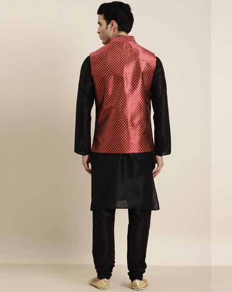 Buy Black Exclusive Readymade Banarasi Silk Kurta Pajama With Jacket | Kurta  Pajama