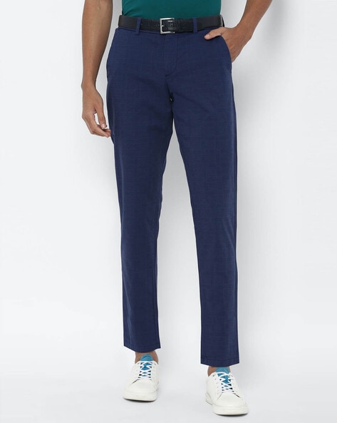 Buy Allen Solly Blue Cotton Regular Fit Trousers for Mens Online @ Tata CLiQ