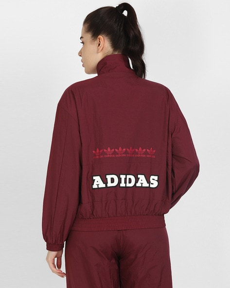 maroon adidas track jacket women's