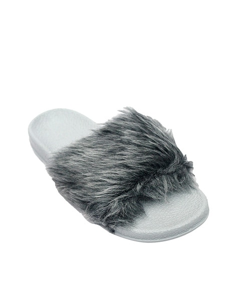 Grey fluffy online slides