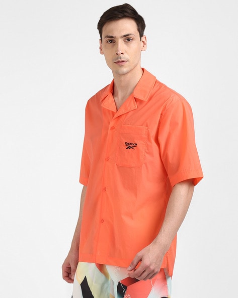 Mojo Fishing Shirt Adult 2XL XXL Button Down Casual Orange Check SKU1536