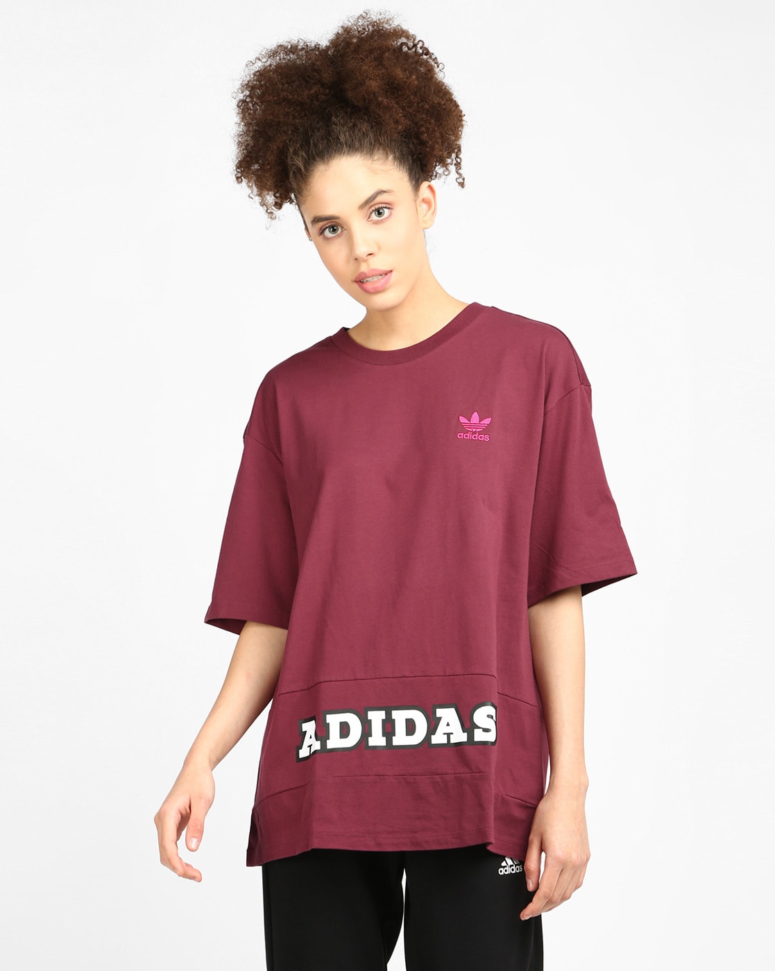 Maroon adidas sales t shirt women's