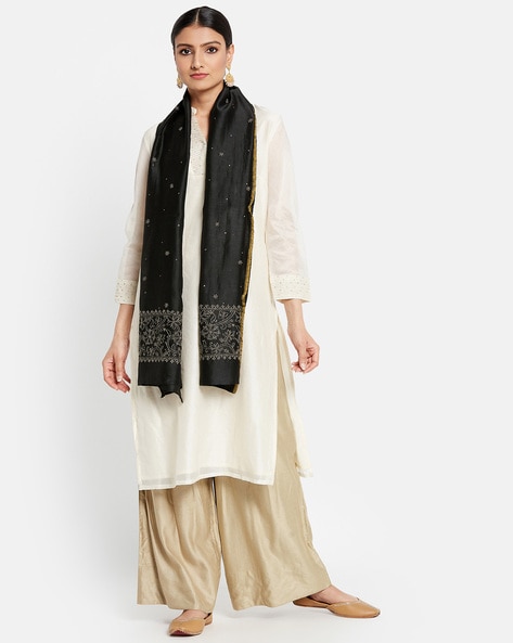 Embroidered Cotton Silk  Stole Price in India