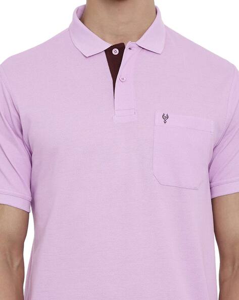 purple polo shirt with pocket