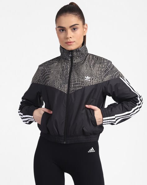 Reptilian Print Zip-Front Track Jacket