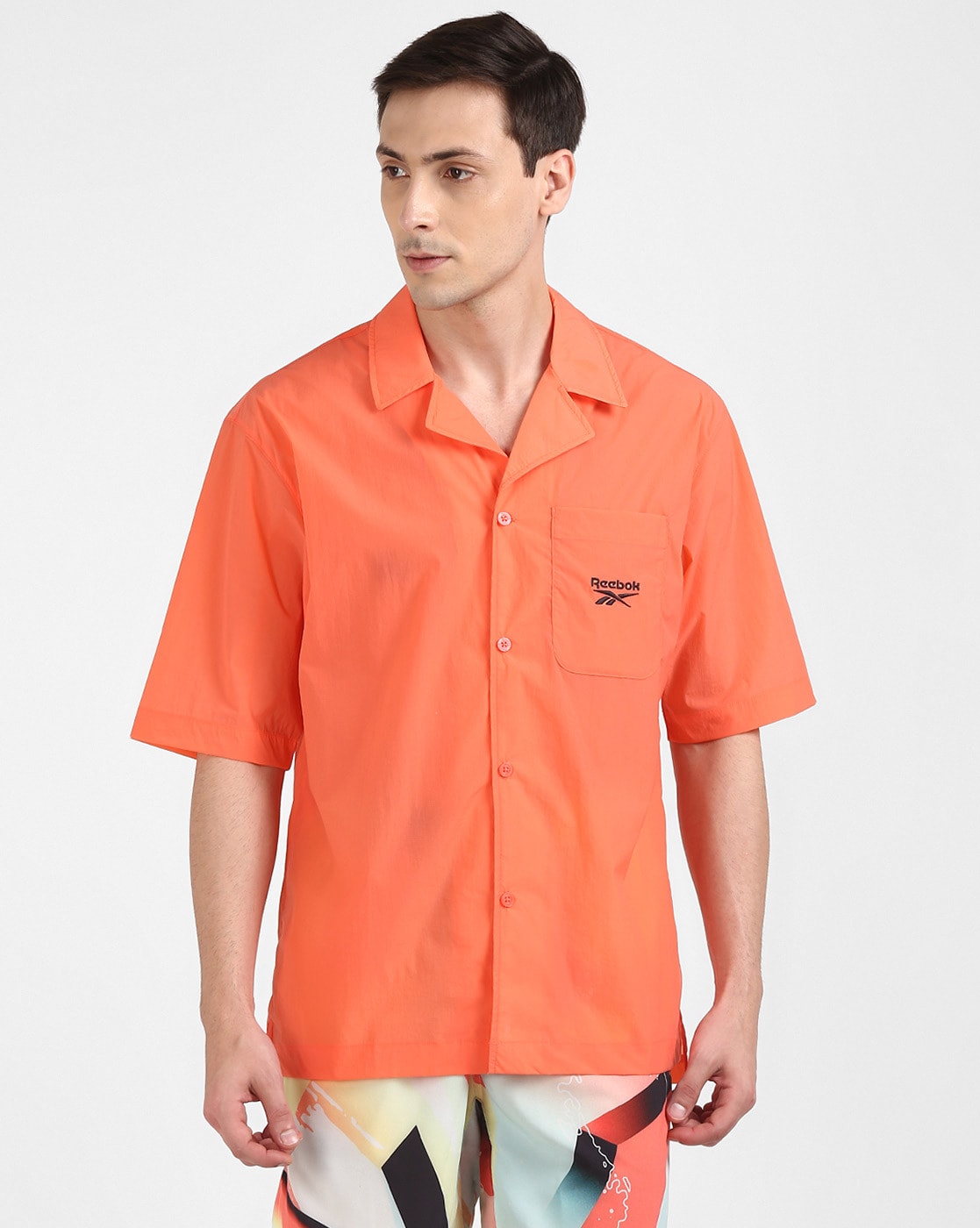 Mojo Fishing Shirt Adult 2XL XXL Button Down Casual Orange Check SKU1536