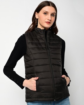 Women Warm Soft Fur Half Sleeves Green Black Jacket – Kainalli-thanhphatduhoc.com.vn