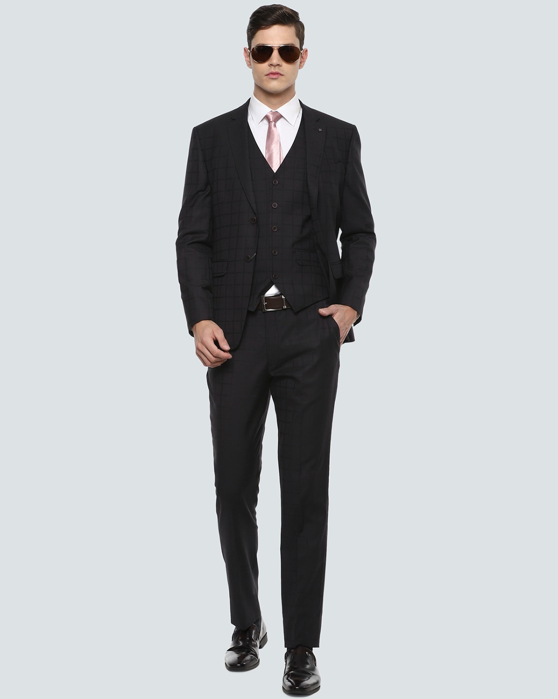 Buy Louis Philippe Black Three Piece Suit Online - 806621